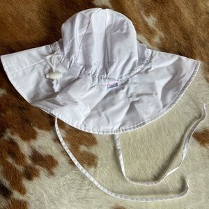 Ruffle Butts White Kids Sun Hat with Chin Strap